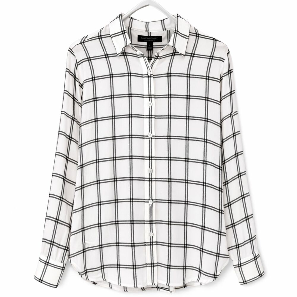 Banana Republic Dillon‎ Classic Fit Plaid Button Shirt Blouse S NWT